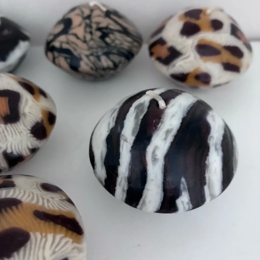 UNSCENTED Animal Print Candles  Shape: “mini-dome/mushroom” Total 10 candles